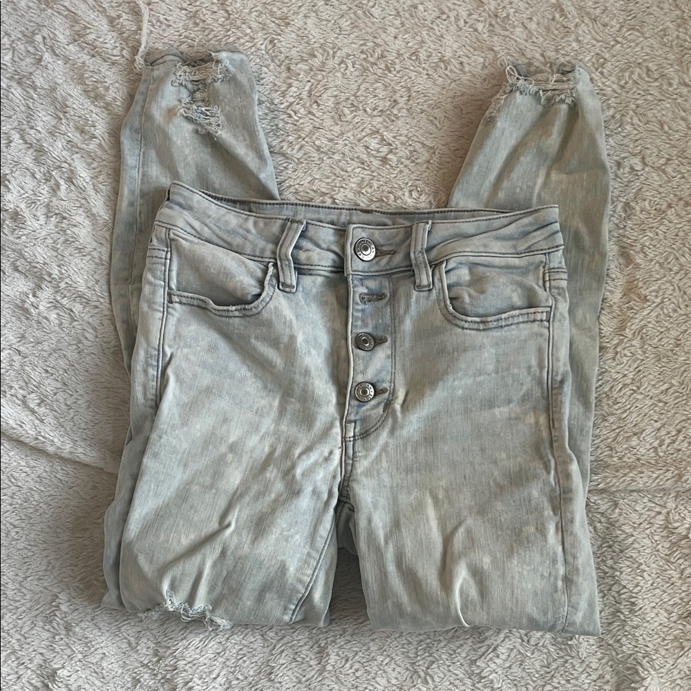 American Eagle Outfitters Light Gray High Rise Jeans
